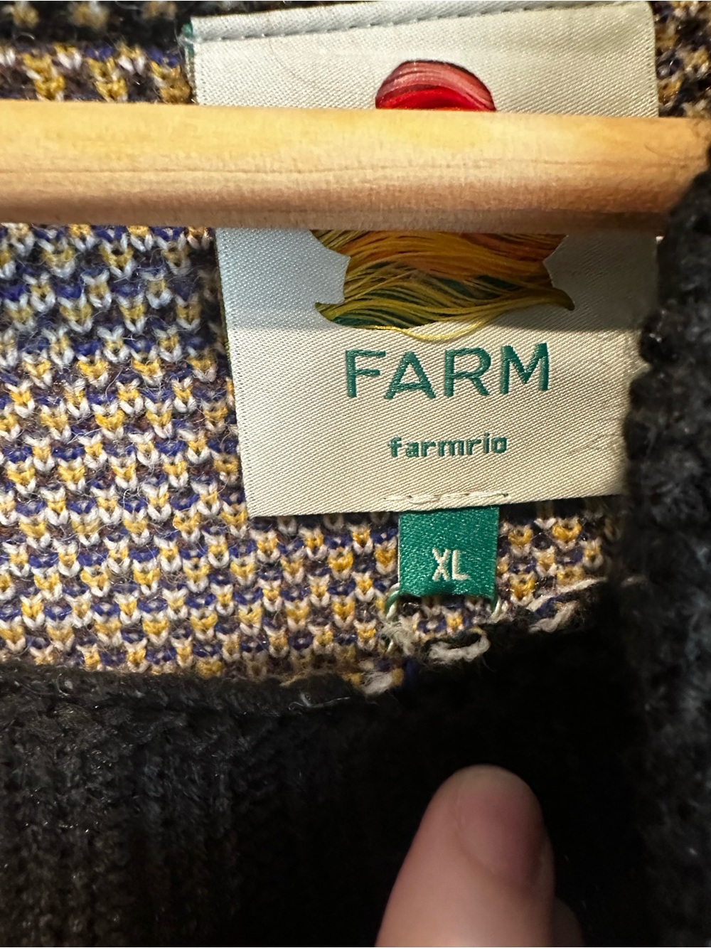 FARM Rio Arabesque Paradise Knit Sweater Black Floral Jacquard Mock Neck XL NWT - Picture 7 of 11